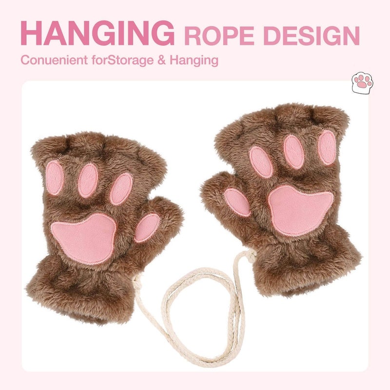 Tiny Chou Cat Paw Gloves for Cosplay Party Halloween Costume Accessories, Winter Fingerless Warm Gloves for Women Girls - Image 3